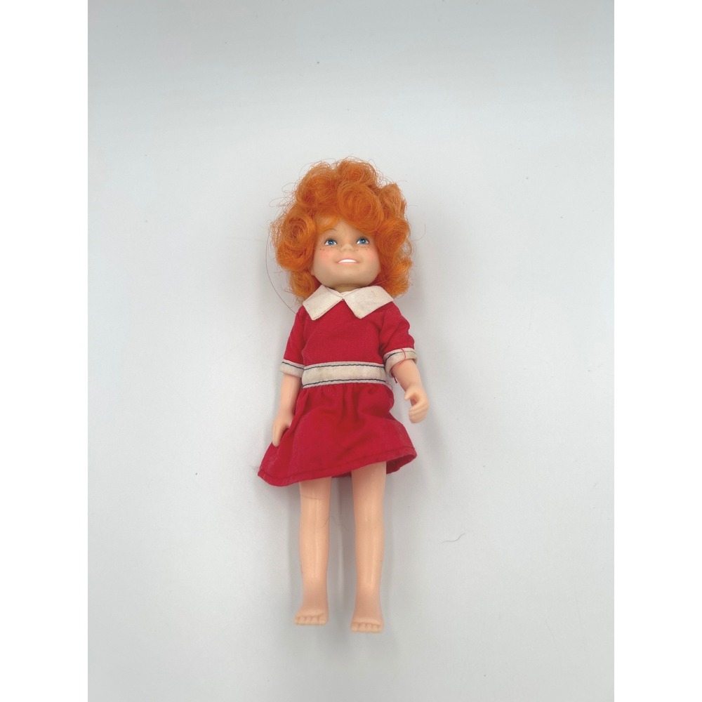 Vintage 1982 Knickerbocker Annie Doll 6 inch Red Dress Curly Red Hair Movie Toy